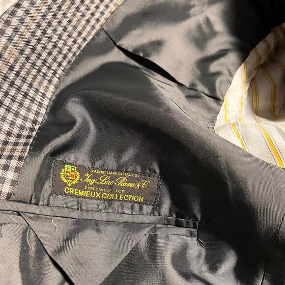 Cremieux Loro Piana Wool Blazer Men's 44L Black Brown Small Check Plaid Autumn - Picture 5 of 11